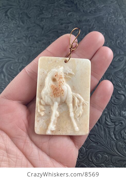Carved Horse Jasper Stone Pendant Jewelry Mini Art Ornament - #V4wn1XYf8OE-2