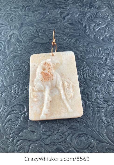 Carved Horse Jasper Stone Pendant Jewelry Mini Art Ornament - #V4wn1XYf8OE-4