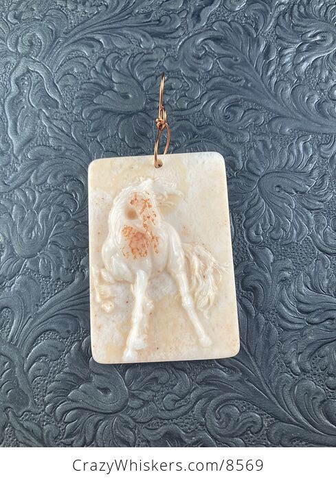 Carved Horse Jasper Stone Pendant Jewelry Mini Art Ornament - #V4wn1XYf8OE-3