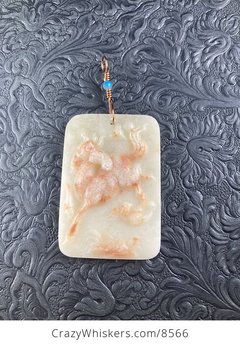 Carved Horse Jasper Stone Pendant Jewelry Mini Art Ornament - #ughwPoJ07Jw-2