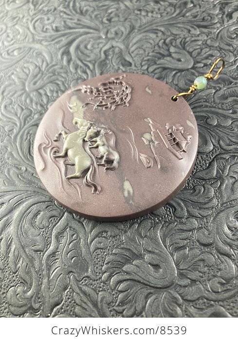 Carved Horses in Jasper Stone Pendant Jewelry - #Qbr7VzkzDeQ-4