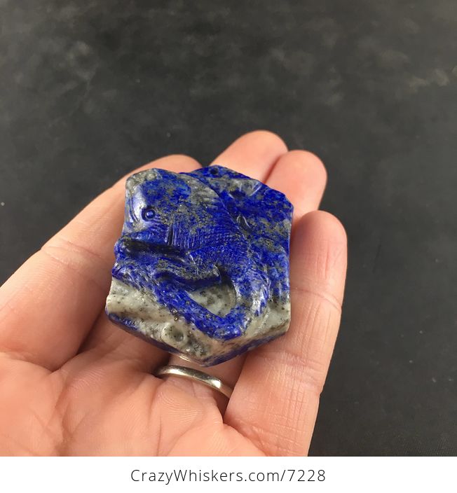 Carved Iguana Lizard Lapis Lazuli Stone Pendant Necklace Jewelry - #nlDLLNyTxnw-3