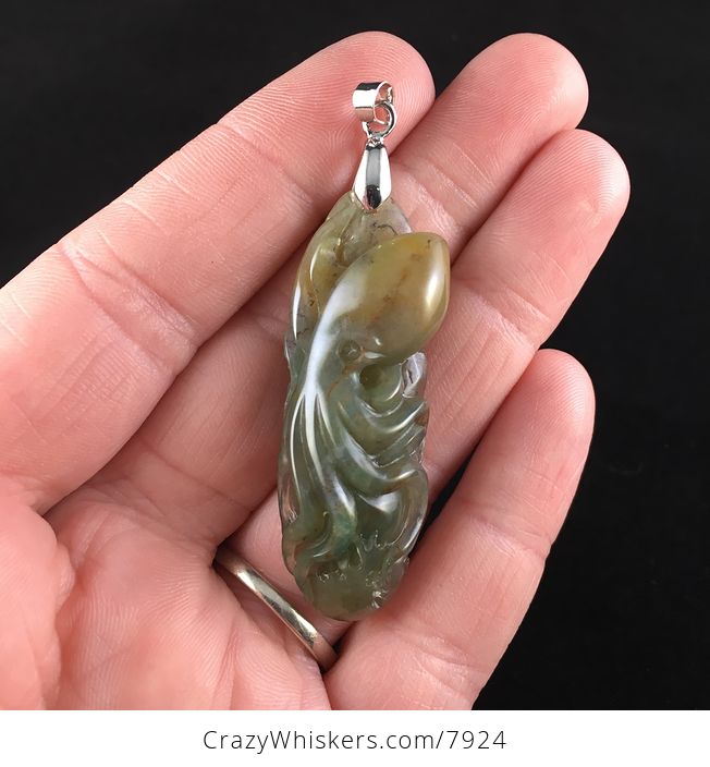 Carved Indian Fancy Agate Stone Octopus Jewelry Pendant - #xOhOVTliDts-1