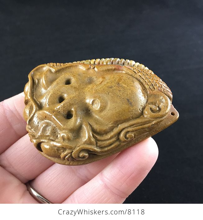Carved Jasper Stone Octopus Jewelry Pendant - #JJj5KLJ2iHc-4