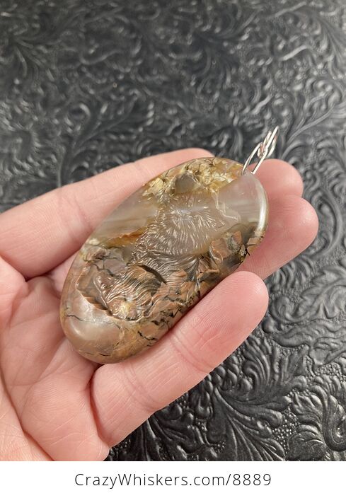 Carved Kitty Cat Stone Jewelry Pendant - #4VsTXXiYKDA-3
