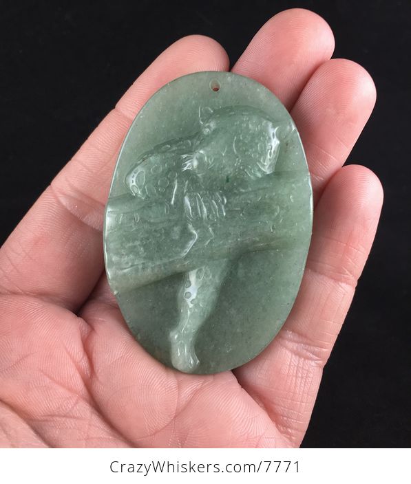 Carved Leopard Big Cat in a Tree Aventurine Stone Pendant - #dfbS6tcr4cc-1