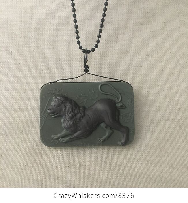 Carved Lion Pendant with Black Ball Chain Necklace - #y7Teq5QgYEc-2