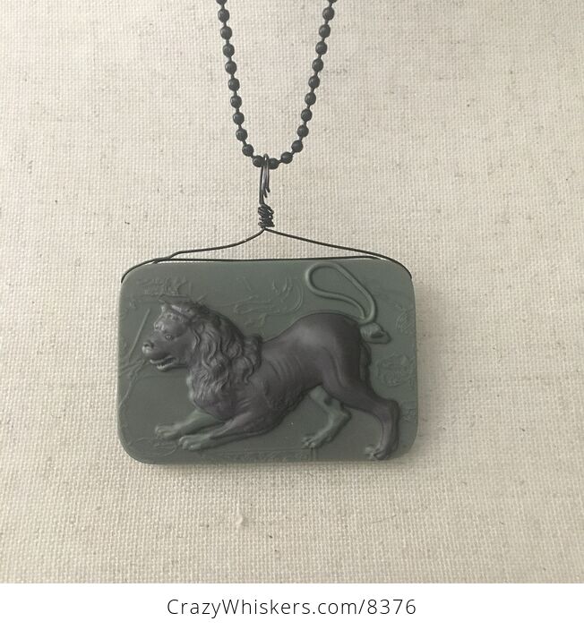 Carved Lion Pendant with Black Ball Chain Necklace - #y7Teq5QgYEc-3