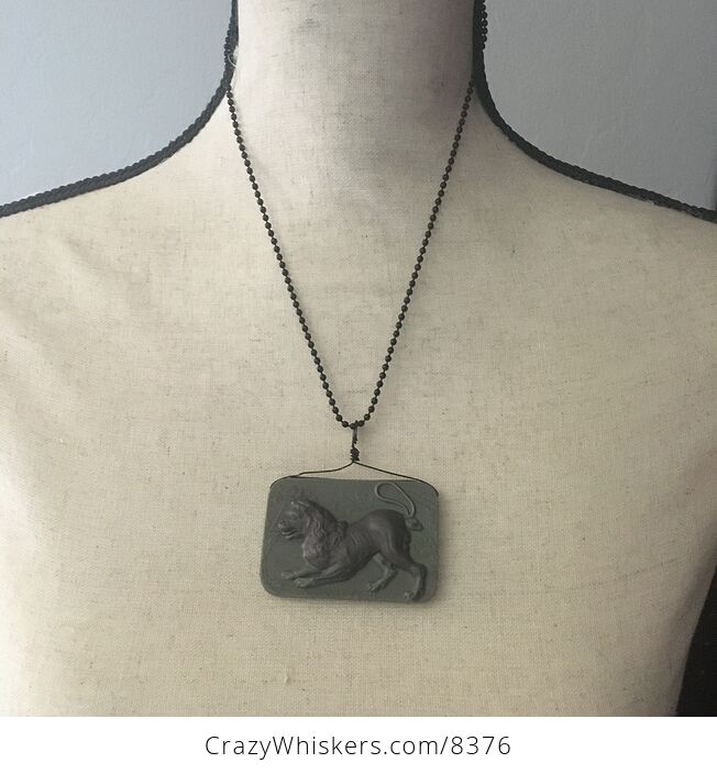 Carved Lion Pendant with Black Ball Chain Necklace - #y7Teq5QgYEc-5