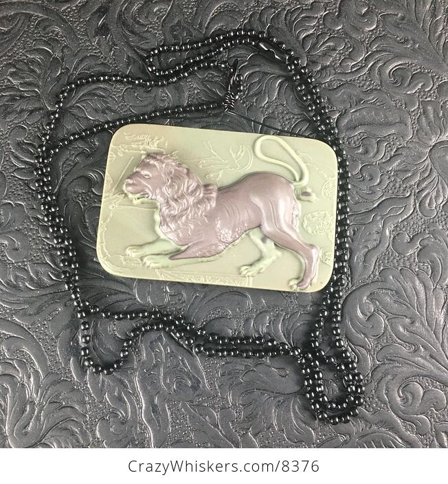 Carved Lion Pendant with Black Ball Chain Necklace - #y7Teq5QgYEc-10