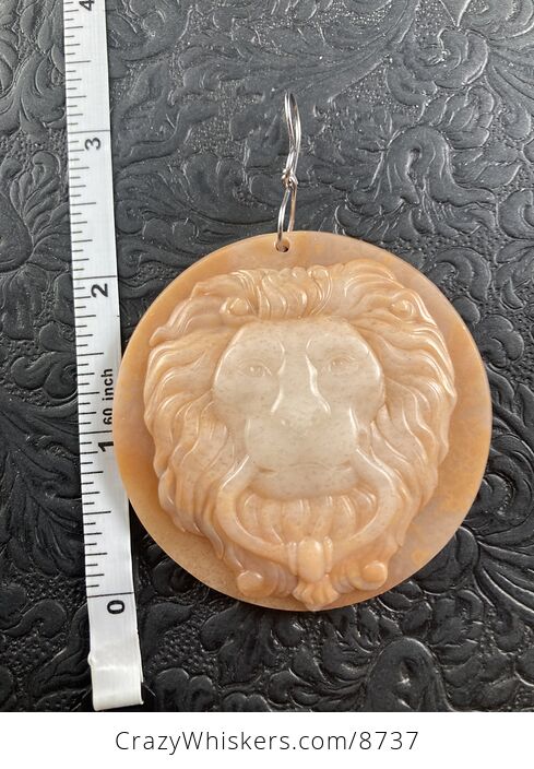Carved Male Lion Big Cat Jasper Stone Pendant Jewelry Mini Art Ornament - #Ctu3HanClK8-1