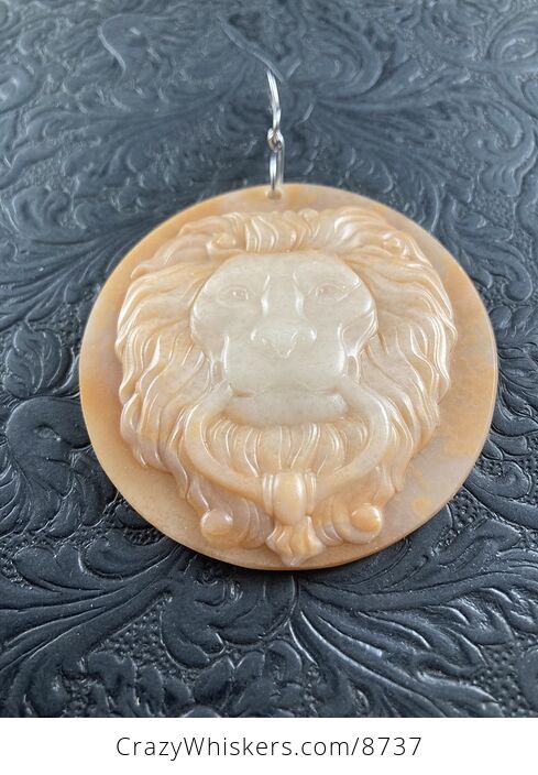 Carved Male Lion Big Cat Jasper Stone Pendant Jewelry Mini Art Ornament - #Ctu3HanClK8-4