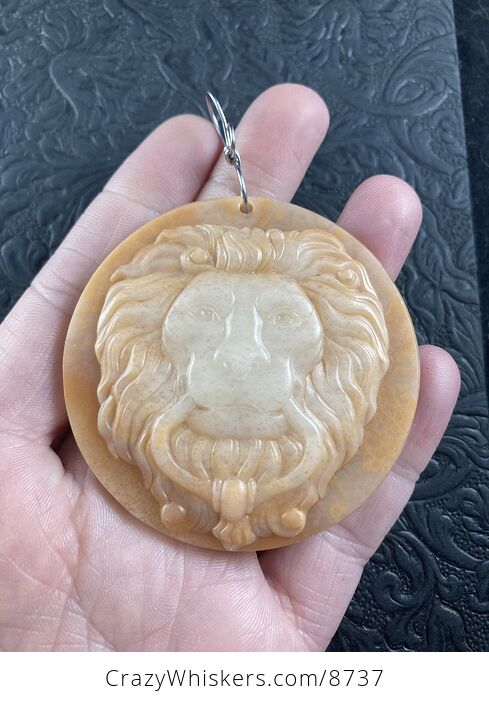 Carved Male Lion Big Cat Jasper Stone Pendant Jewelry Mini Art Ornament - #Ctu3HanClK8-2