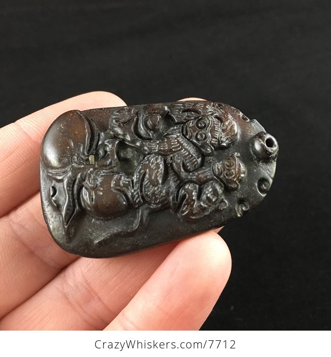 Carved Monkeys Chinese Jade Stone Pendant Jewelry - #JbFpm2Y8bj8-3