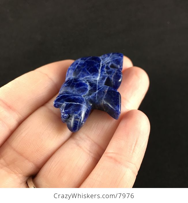 Carved Natural Blue Sodalite Stone Walking Bear Pendant - #vpsIWmYOXIQ-4