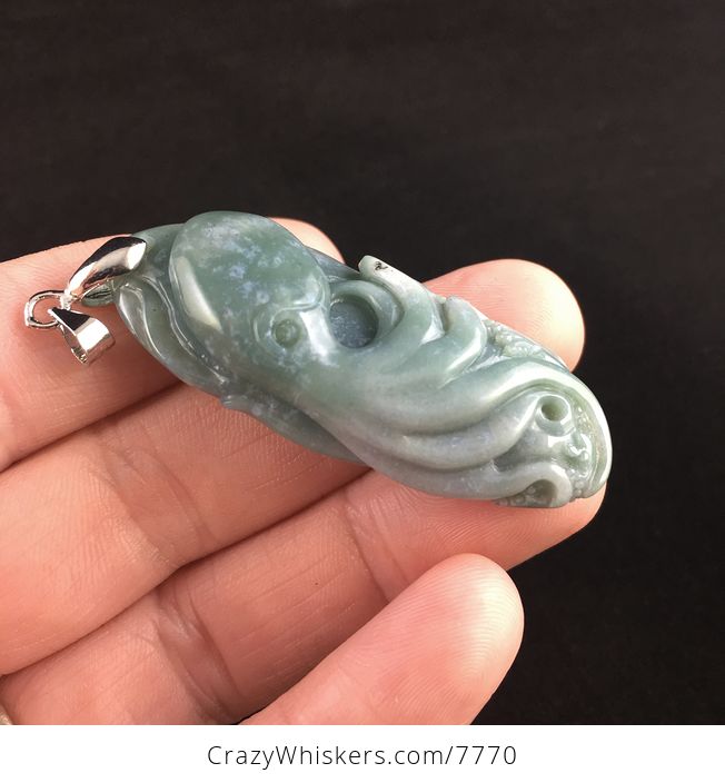 Carved Octopus Fancy Agate Stone Pendant Jewelry - #sn6qzL5SMio-4