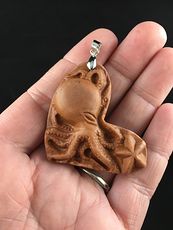 Carved Octopus Jasper Stone Pendant Jewelry #RpCuDKI5PnA