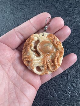 Carved Octopus Jasper Stone Pendant Jewelry #ZXKUNrAxqvQ