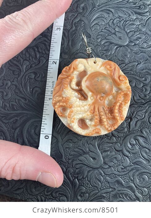 Carved Octopus Jasper Stone Pendant Jewelry - #ZXKUNrAxqvQ-3