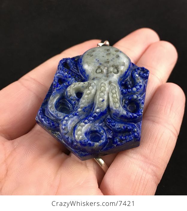 Carved Octopus Lapis Lazuli Stone Pendant Jewelry - #1uopDbX9DA4-2