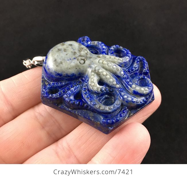 Carved Octopus Lapis Lazuli Stone Pendant Jewelry - #1uopDbX9DA4-4