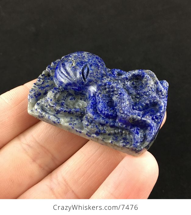 Carved Octopus Lapis Lazuli Stone Pendant Jewelry - #D4DP5GITPxs-4