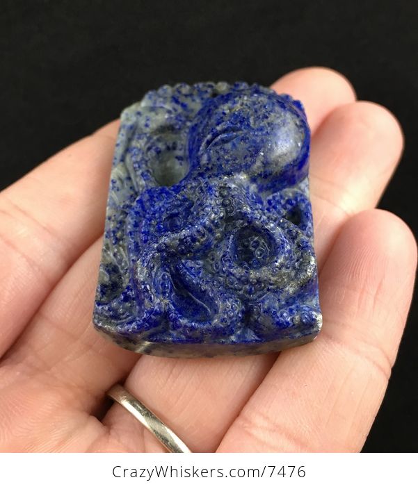 Carved Octopus Lapis Lazuli Stone Pendant Jewelry - #D4DP5GITPxs-2