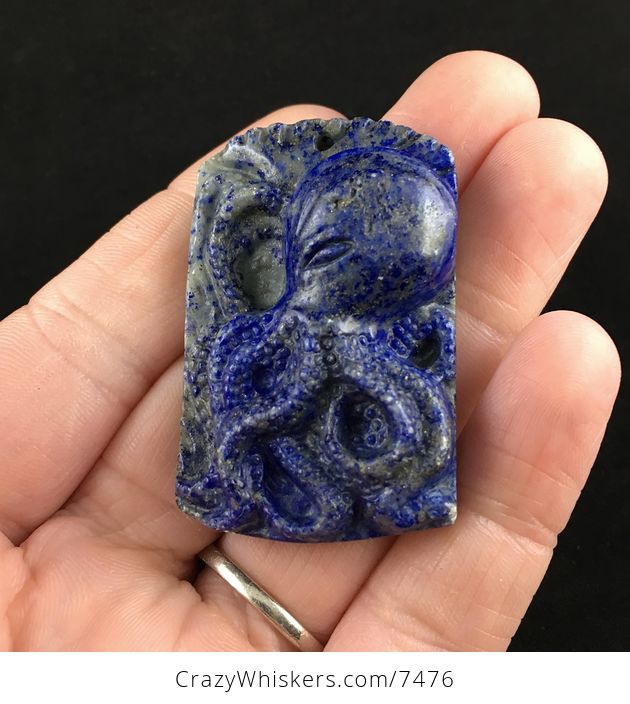 Carved Octopus Lapis Lazuli Stone Pendant Jewelry - #D4DP5GITPxs-1