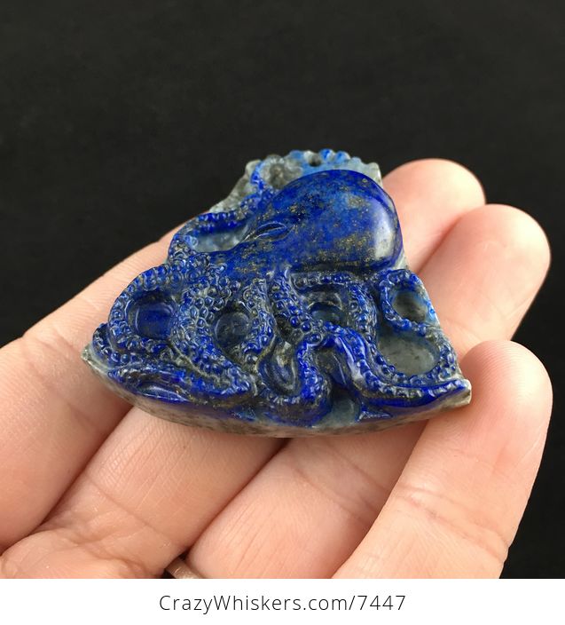 Carved Octopus Lapis Lazuli Stone Pendant Jewelry - #HTowPqahsqk-2