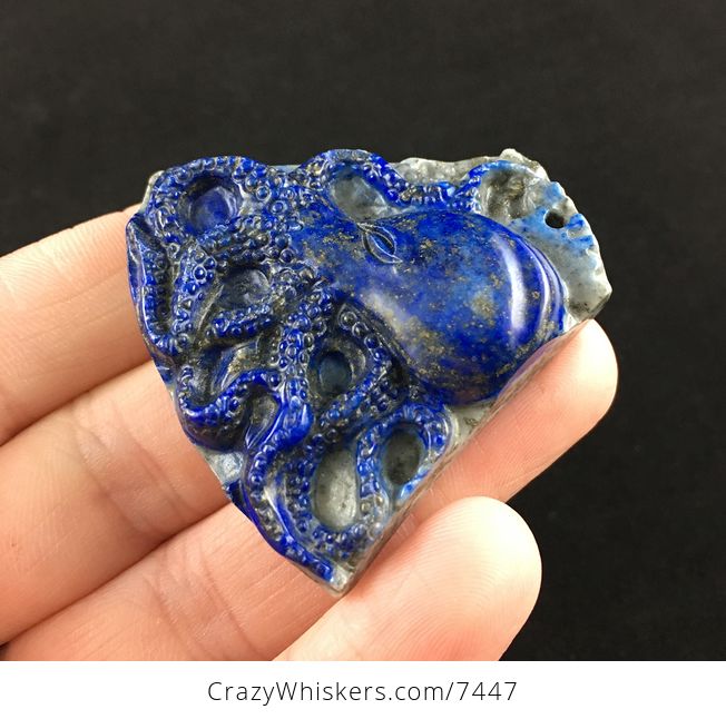 Carved Octopus Lapis Lazuli Stone Pendant Jewelry - #HTowPqahsqk-3