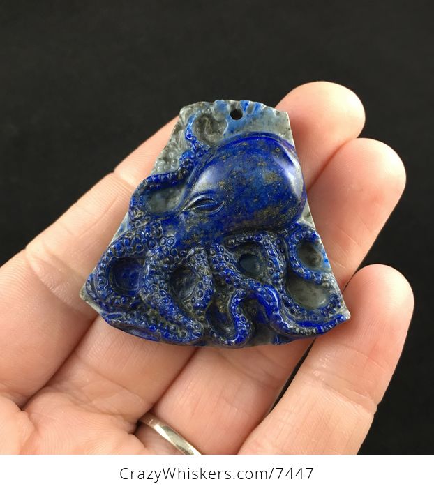 Carved Octopus Lapis Lazuli Stone Pendant Jewelry - #HTowPqahsqk-1