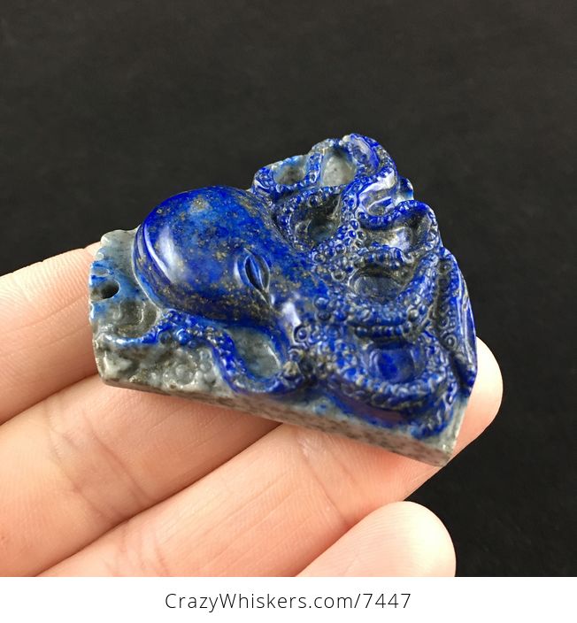 Carved Octopus Lapis Lazuli Stone Pendant Jewelry - #HTowPqahsqk-4