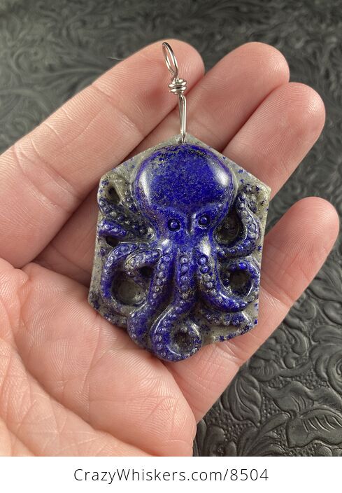 Carved Octopus Lapis Lazuli Stone Pendant Jewelry - #bzCjGElux2I-6