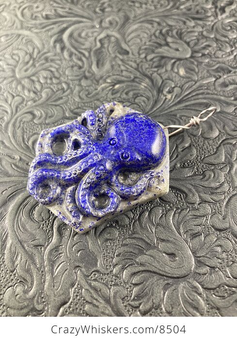 Carved Octopus Lapis Lazuli Stone Pendant Jewelry - #bzCjGElux2I-5