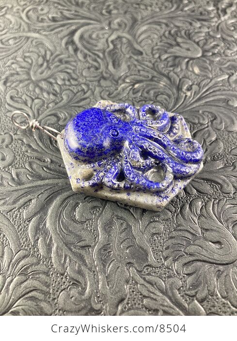Carved Octopus Lapis Lazuli Stone Pendant Jewelry - #bzCjGElux2I-4