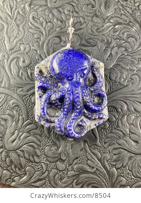 Carved Octopus Lapis Lazuli Stone Pendant Jewelry - #bzCjGElux2I-1