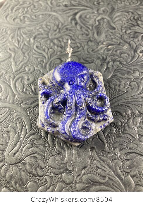Carved Octopus Lapis Lazuli Stone Pendant Jewelry - #bzCjGElux2I-3