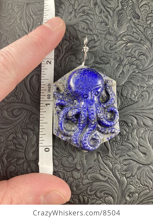 Carved Octopus Lapis Lazuli Stone Pendant Jewelry - #bzCjGElux2I-2