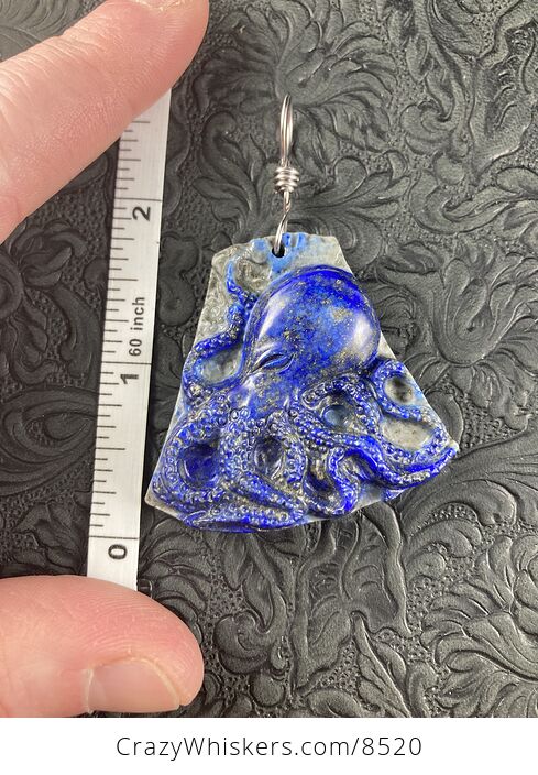 Carved Octopus Lapis Lazuli Stone Pendant Jewelry - #mZ9CL1NNkxE-3