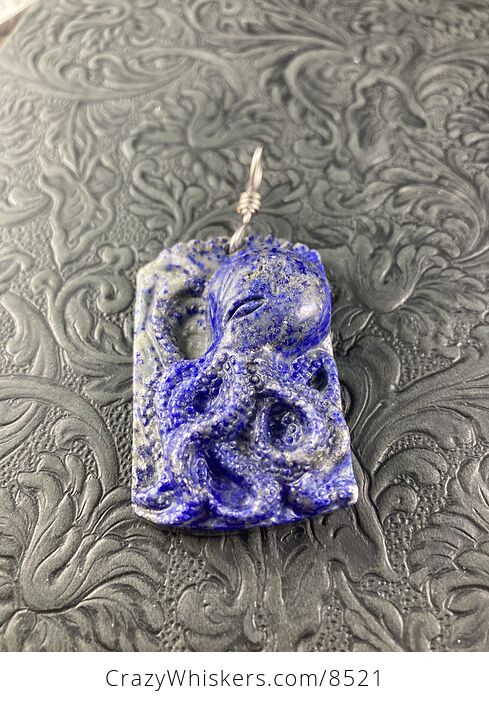 Carved Octopus Lapis Lazuli Stone Pendant Jewelry - #ptsb1Kd8nqc-6