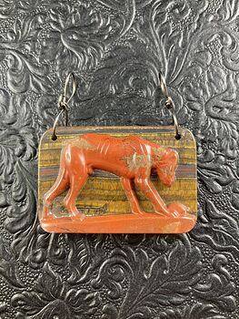 Carved Orange Jasper Sitting Dog Stone Jewelry Pendant #plooVQlUS88