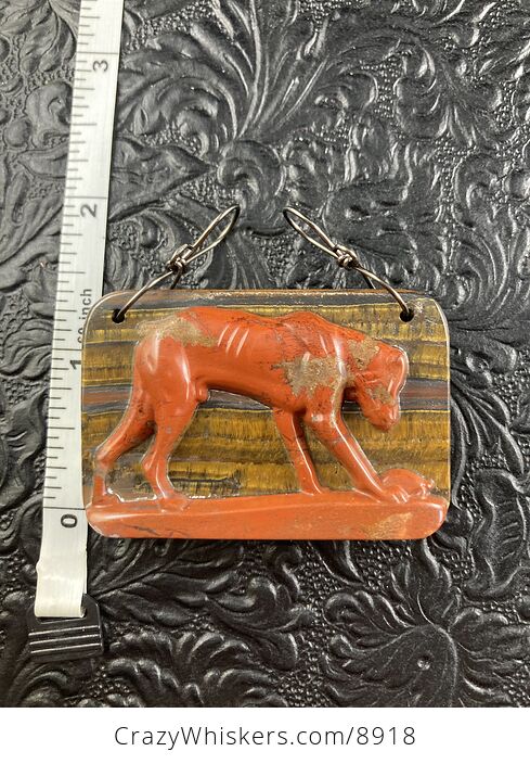 Carved Orange Jasper Sitting Dog Stone Jewelry Pendant - #plooVQlUS88-3