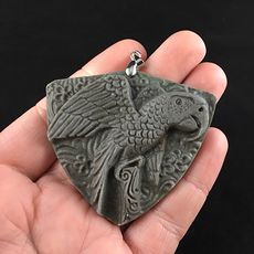 Carved Parrot Ribbon Jasper Stone Pendant Jewelry #vRaAEd9rxVc