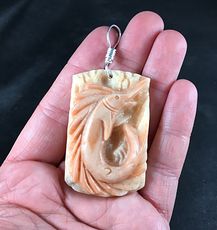 Carved Pastel Pink Ribbon Jasper Pendant of a Leaping Marlin Fish #YKWxdzxbo98
