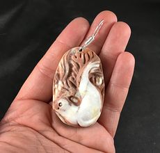 Carved Red Jasper Swimming Seal Pendant #6d33W1LprXY