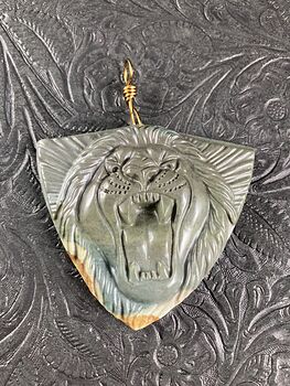 Carved Roaring Lion Face Succor Creek Jasper Stone Pendant Jewelry #nzJAcQhhfg4