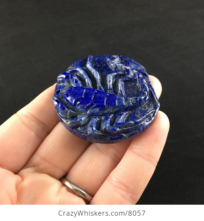 Carved Scorpion in Blue Lapis Lazuli Stone Jewelry Pendant - #VzO9V4poKeQ-4