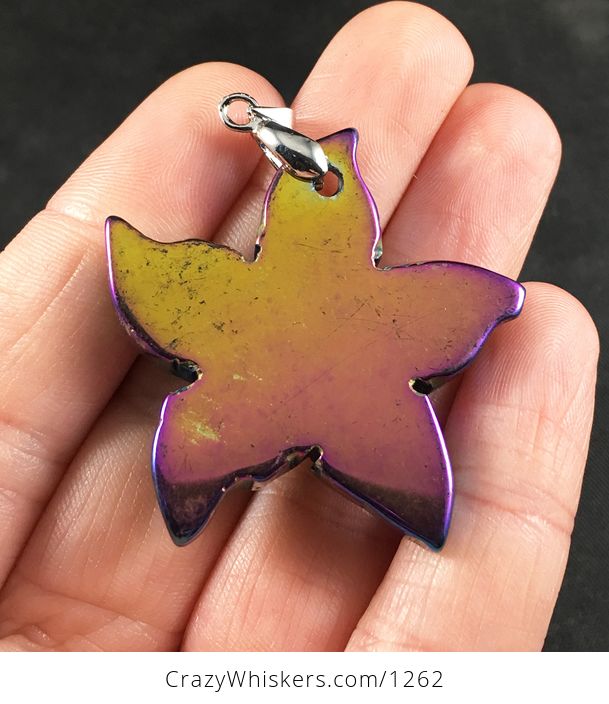 Carved Star Shaped Green and Purple Stone Pendant Necklace - #ahOKg2uv1Dk-2