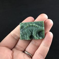 Carved Stegosaurus Dinosaur Green Jasper Stone Pendant Jewelry #lcwHzcxMfag