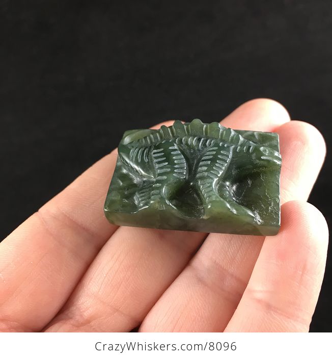 Carved Stegosaurus Dinosaur Green Jasper Stone Pendant Jewelry - #Cq5tHh2MFlg-2